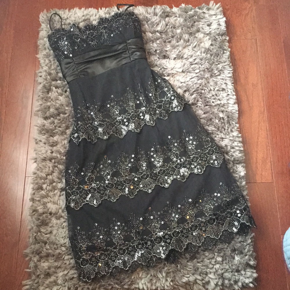Masquerade | Black Sequined Cocktail Dress 